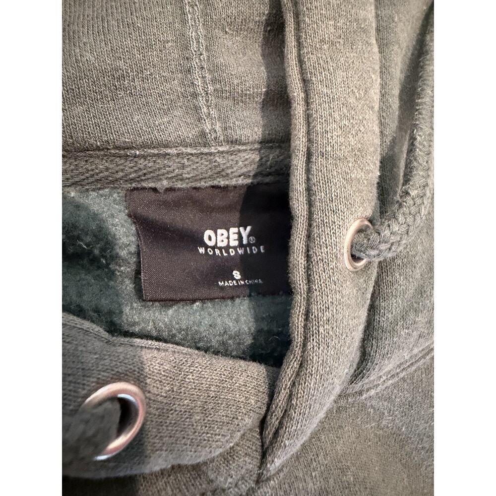OBEY Hoodie Men’s Size Small Green Pullover Kangaroo Pocket Casual Outdoor - Picture 2 of 5